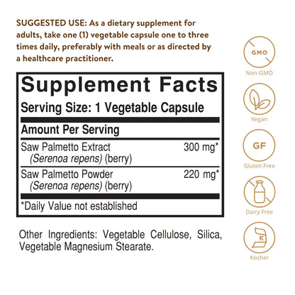 Solgar - Sabal Extracto de Baya (Serenoa repens) - 100 Cápsulas vegetales