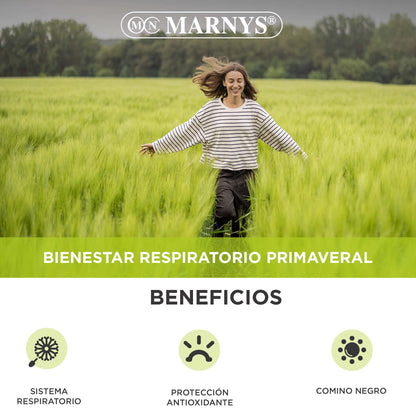 Cuminmar MARNYS, Aceite de Comino Negro Cápsulas, Para las Molestias Respiratorias y alergias en Primavera, 60 Cápsulas