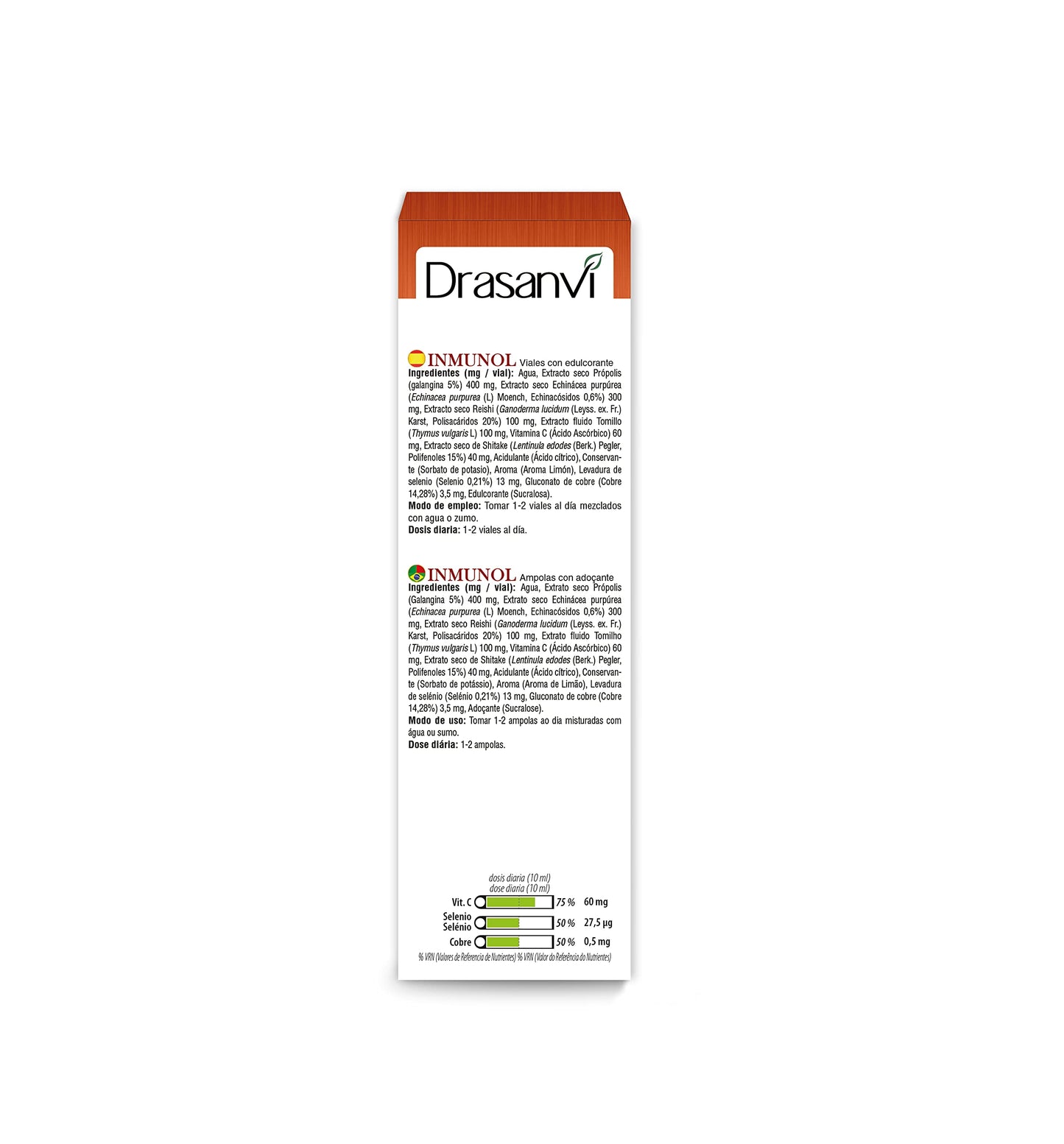 INMUNOL con Própolis, Tomillo, Reishi, Vitamina C, Shiitake y Echinacea | Ayuda a reforzar nuestro sistema inmunitario | Contiene Cobre y Selenio | Rápida absorción | 20 viales Sabor Limón
