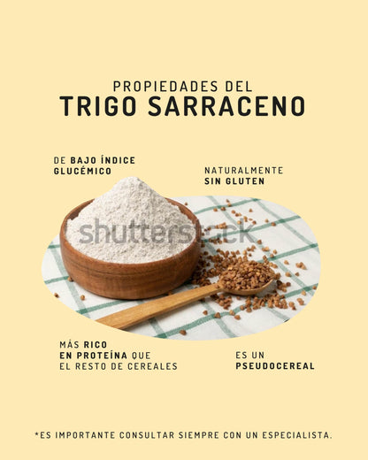 El Granero Integral - Harina de Trigo Sarraceno BIO - 1 KG - Rica en Fibra y Nutrientes - Mejora la Digestión - Harina de Bajo Índice Glucémico - Apta para Veganos
