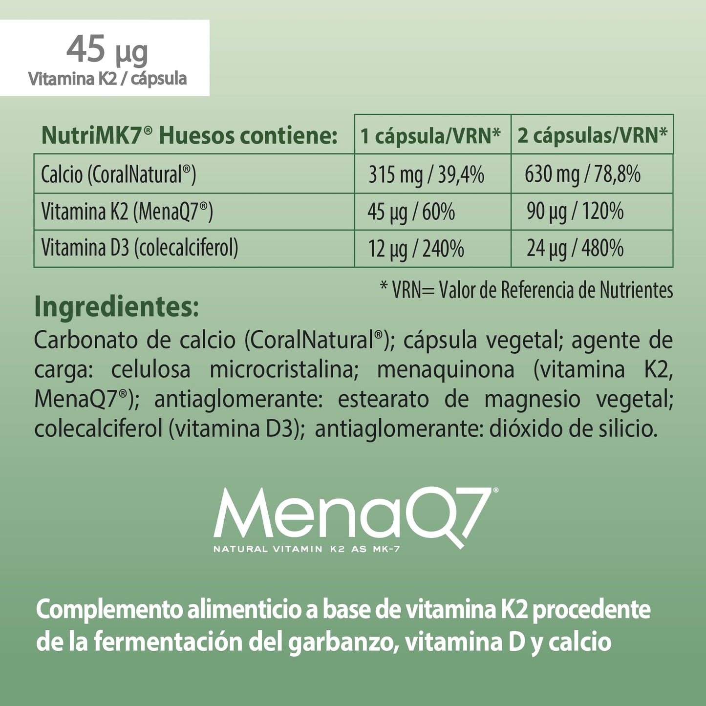 Cien Por Cien Natural Nutrimk7 Huesos 60Cap. 0.05 50 g