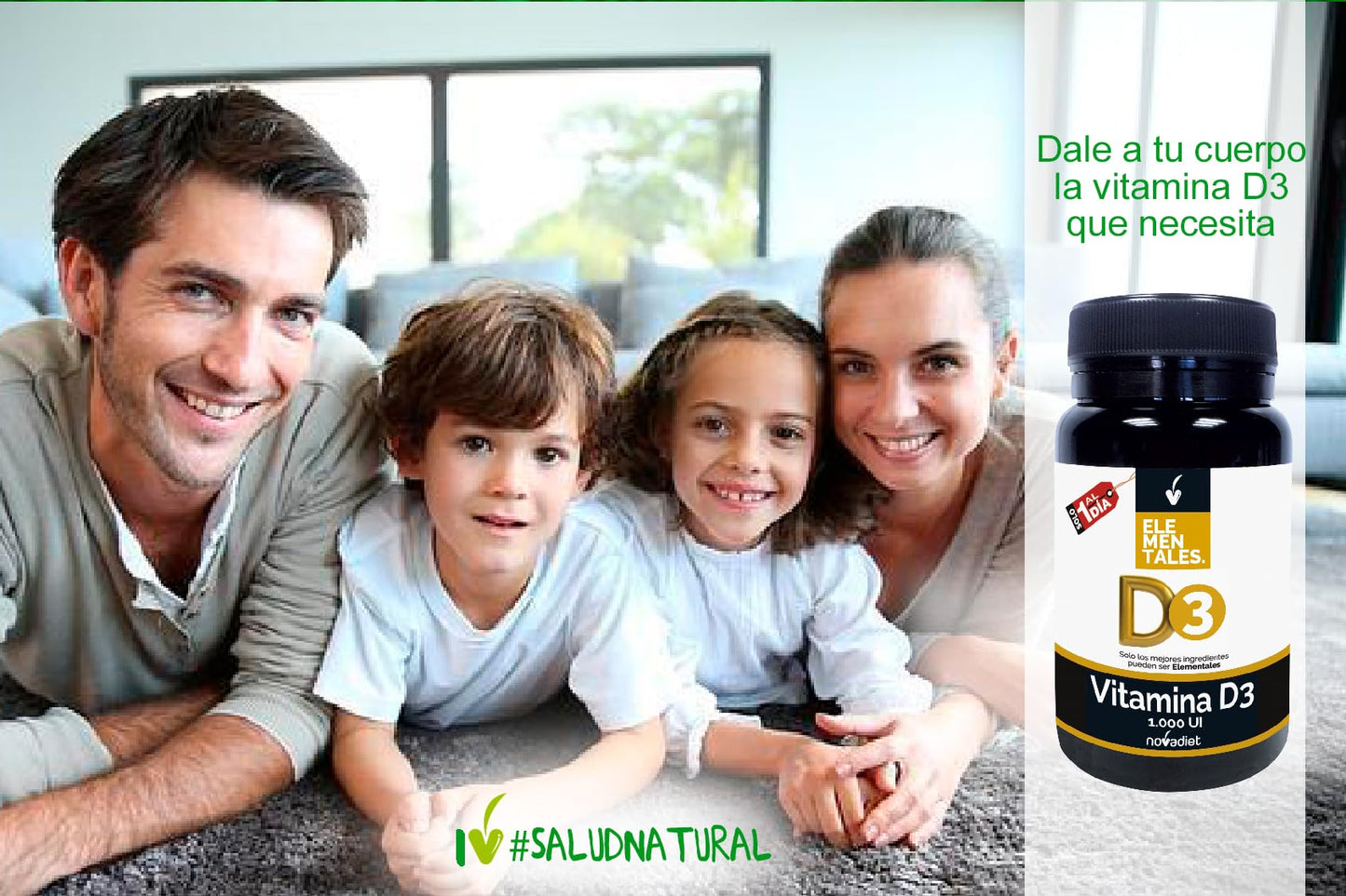 Novadiet - ELEMENTALES VITAMINA D3 Comprimidos con Vitamina D - Para la Salud Ósea y Dental - Promueve el Bienestar General - Refuerza el Sistema Inmunológico - 120 Comprimidos