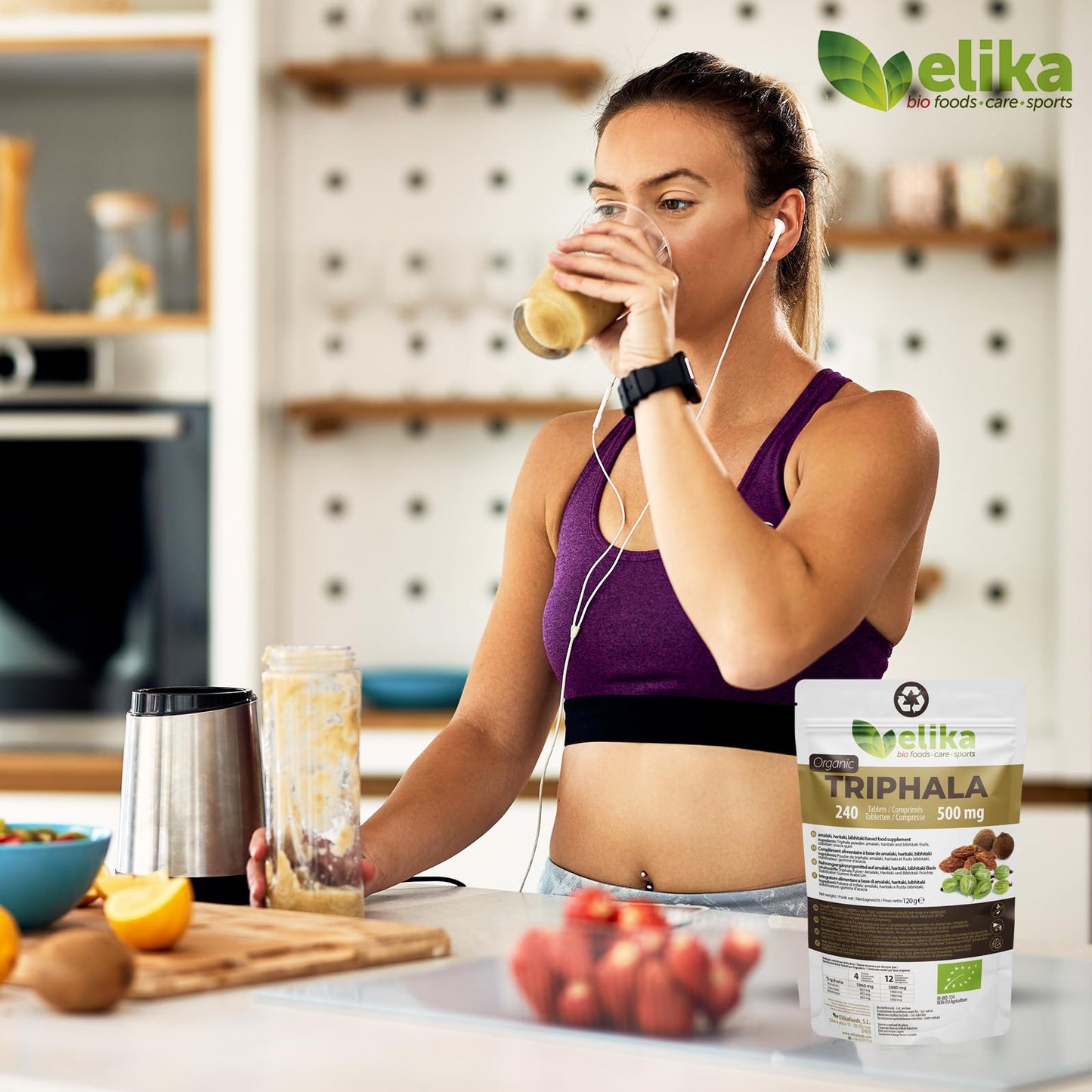 Triphala Elikafoods ® ORGÁNICA. Laxante Natural ayuda contra el estreñimiento. Laxante natural combate el estreñimiento. Comprimidos naturales estreñimiento, transito intestinal - 240ud 500mg