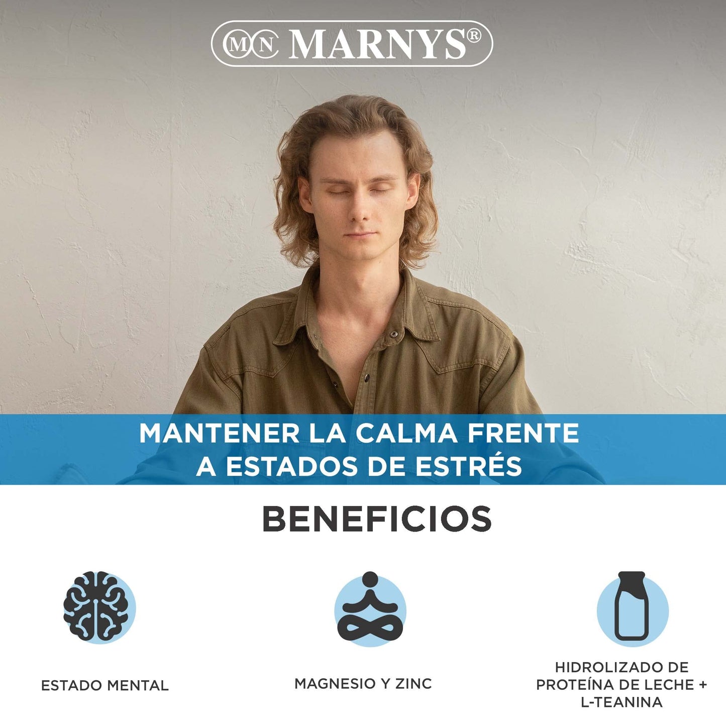Relahelp - L-Teanina 100mg + HIDROLIZADO PROTEICO + Magnesio+ Zinc Alivio de la Ansiedad y Estrés - 30 cápsulas vegetales