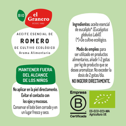 El Granero Integral - Aceite Esencial Bio - 12 ml - Elaborado Sin Mezclar con Otros Aceites