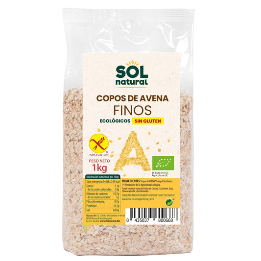 SOLNATURAL Copos Avena Finos S/Gluten Familiar BIO1 g, No aplicable