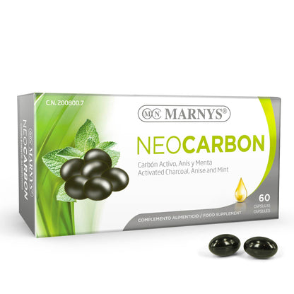 Carbón Vegetal Activo y esencias de Anís y Menta - Ayuda para Adelgazar, Para Eliminar Gases Intestinales, Alivia Hinchazón y Dolor Estomacal, Suplemento Depurativo - 60 cápsulas