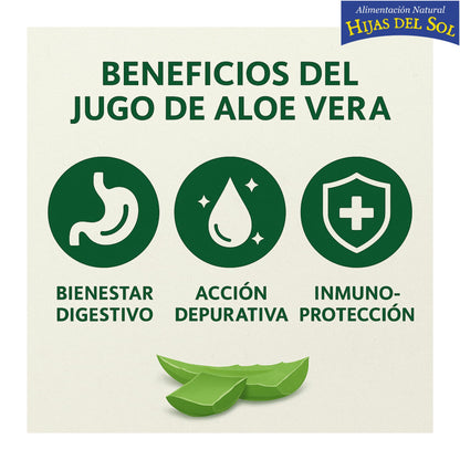 Hijas del Sol - Jugo de Aloe Vera Ecológico BIO 500ml | Complemento Alimenticio | Rico en Acemananos y Aloverosa | Digestivo y Depurativo | Apto para Veganos