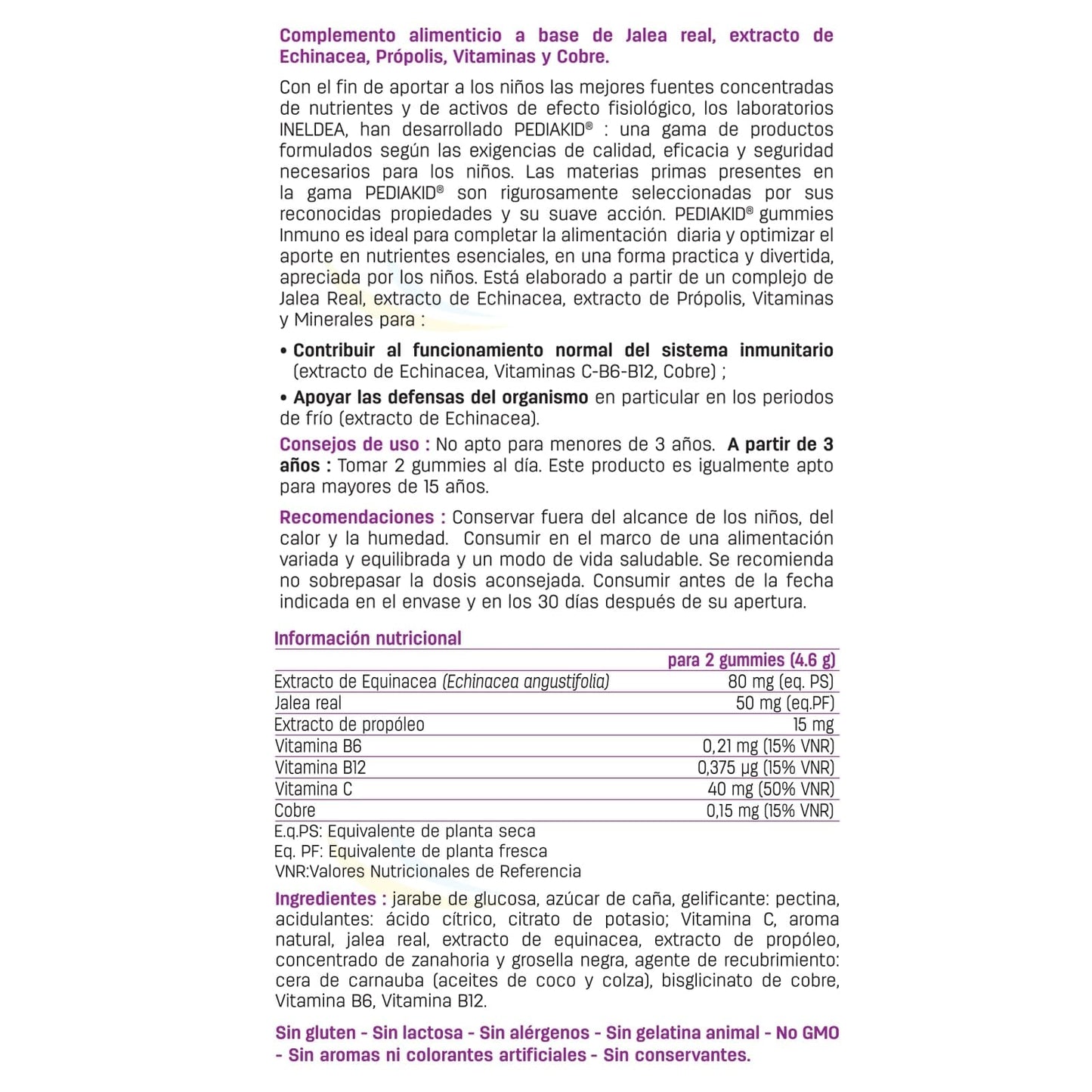 PEDIAKID – Gummies Inmuno - Fórmula Natural con Delicioso