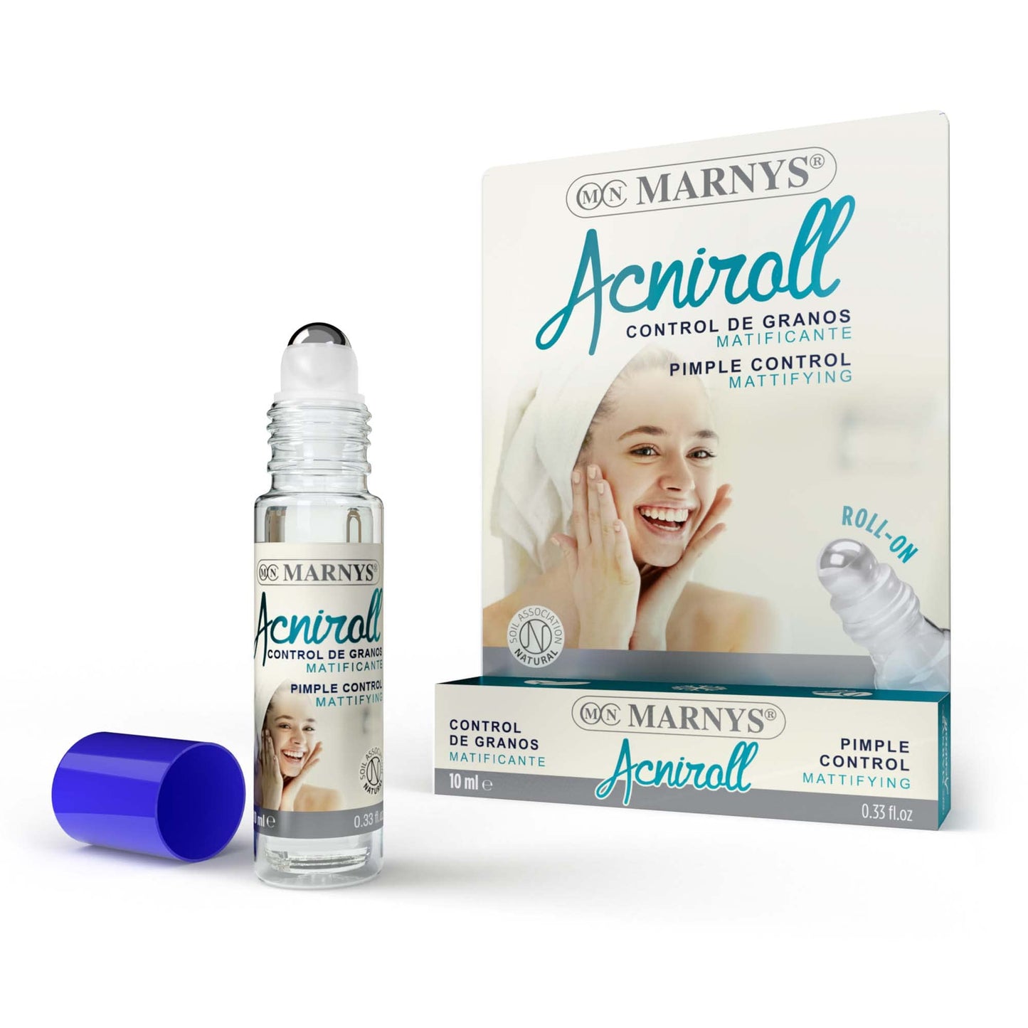 Marnys Acniroll - Roll-On 10Ml Control de Granos Matificante Bio - Ingredientes Naturales y Bio - Efecto Seborregulador e Higienizante En Pieles con Tendencia Acnéica - Made In Spain 50 g