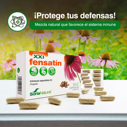 Soria Natural Fensatín - Propóleo con Equinácea para Reforzar el Sitema Inmune - Aumentar las Defensas para Invierno - 30 cápsulas