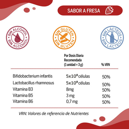 NEO PEQUES | Gummies Probiotic | 30 Gominolas | Beneficiosas para el Sistema Digestivo y las Defensas | Con Probióticos y Vitaminas del Grupo B | Caramelos Masticables para Niños | Sabor Fresa