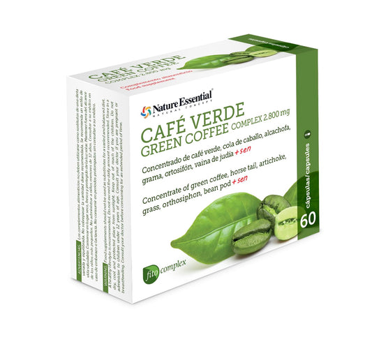 Nature Essential | Café Verde 2800 mg | 60 Cápsulas | Extracto Seco | 45% Ácido Clorogénico | Ideal en Dietas de Adelgazamiento | Ayuda a Aumentar el Efecto Saciante