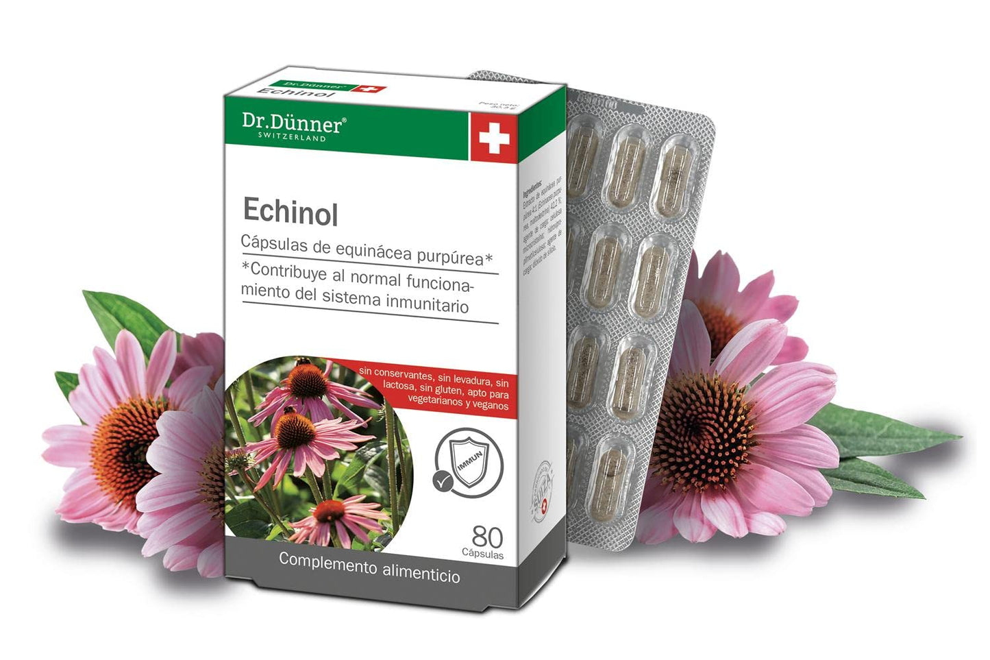 Salus - Echinol Complemento Alimenticio - 80 Cápsulas - Contribuye al Fortalecimiento del Sistema Inmunitario - Elaborado con Extracto de Equinácea Purpúrea
