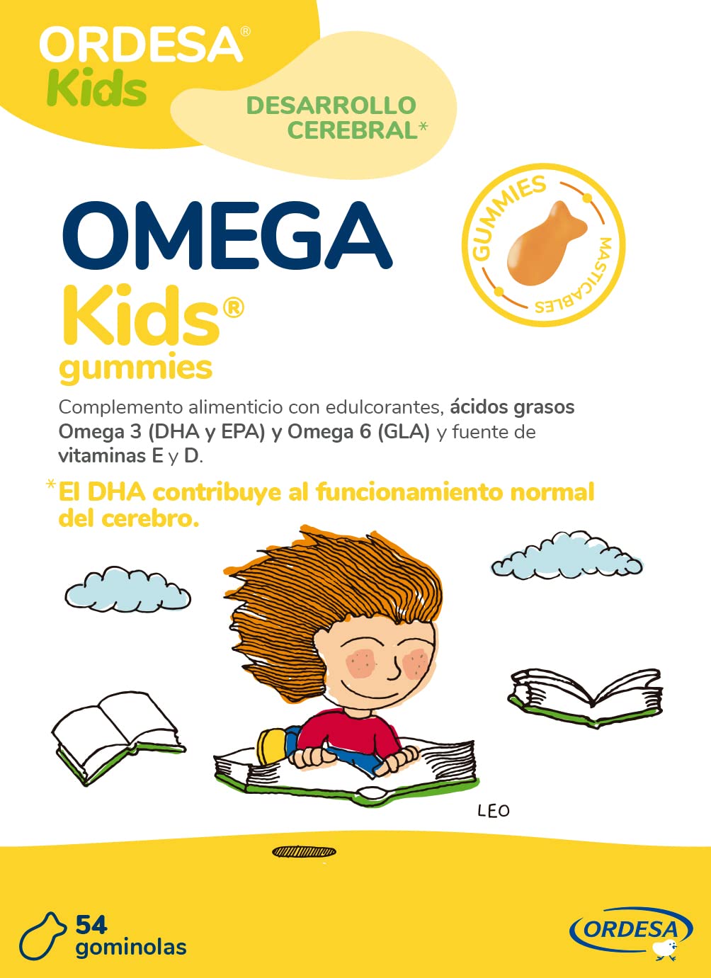 Ordesa OmegaKids Gummies | 54 Gominolas Masticables Complemento | Alimenticio con Omega 3 y Vitaminas para Niños desde los 5 Años, Ayuda al aporte adecuado de EPA y DHA