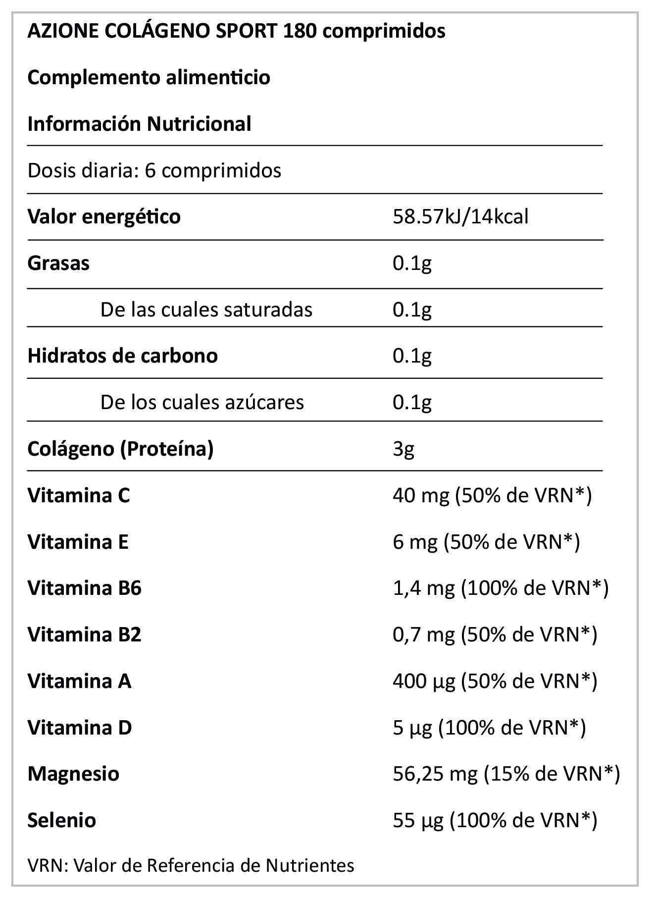 Azione Colágeno Sport 180 comprimidos