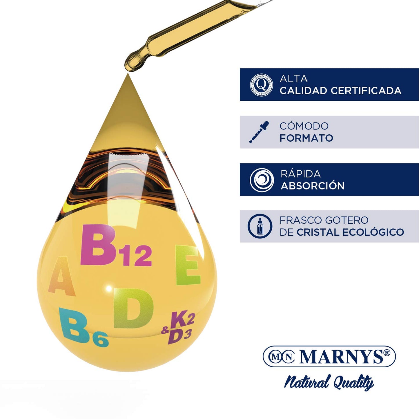 Marnys Vitamina D Líquida, Favoreciendo la Salud Ósea En Todas Las Edades, Botella con Pipeta 30 Ml 80 g