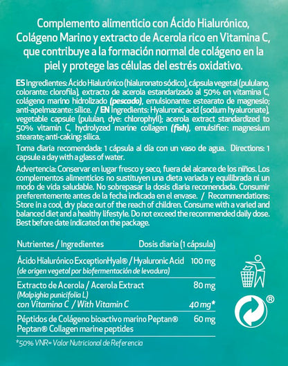COLAGENOVA, Cápsulas de Ácido Hialuronico, Colágeno y Vitamina C, Suplemento Completo para la Piel, Contribuye a la Formación Normal de Colágeno en la Piel, 30 Comprimidos, 1 Pastilla al Día, 11 Gr