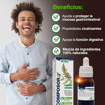 Soria Natural Composor 18 Regastril Complex – Con Caléndula, Milenrama, Regaliz, Malvavisco y Cúrcuma – Favorece la Protección Gástrica - Ayudan a Proteger la Mucosa Gastrointestinal - 50ml