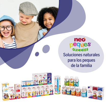 Neo Peques - Gummies de Omega 3 y DHA para Niños - Veganas - Sabor Limón - 30 Unidades - Favorece la Memoria - Gominolas a Base de Colina y Vitaminas del Grupo B - Para Mayores de 3 Años