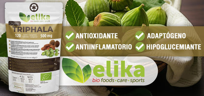 Triphala Elikafoods ® ORGÁNICA. Laxante Natural ayuda contra el estreñimiento. Laxante natural combate el estreñimiento. Comprimidos naturales estreñimiento, transito intestinal - 240ud 500mg