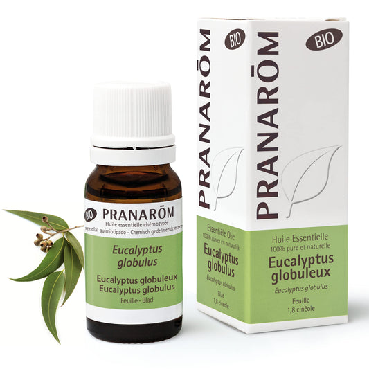 Pranarôm Aceite esencial Eucalipto Bio, 100% Quimiotipado, Eucalyptus globulus, hoja, defensas naturales, purificador, difusión atmosférica, 10 ml