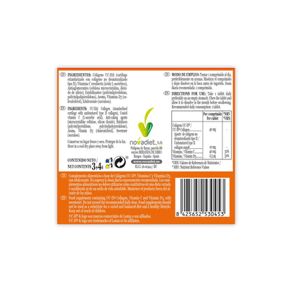 Novadiet - COLAMAG FLAS con Colágeno UC-II, Vitamina C y Vitamina D3 - Para la Formación Normal de Colágeno - Cuidado de Articulaciones, Cartílagos y Piel - 30 Comprimidos