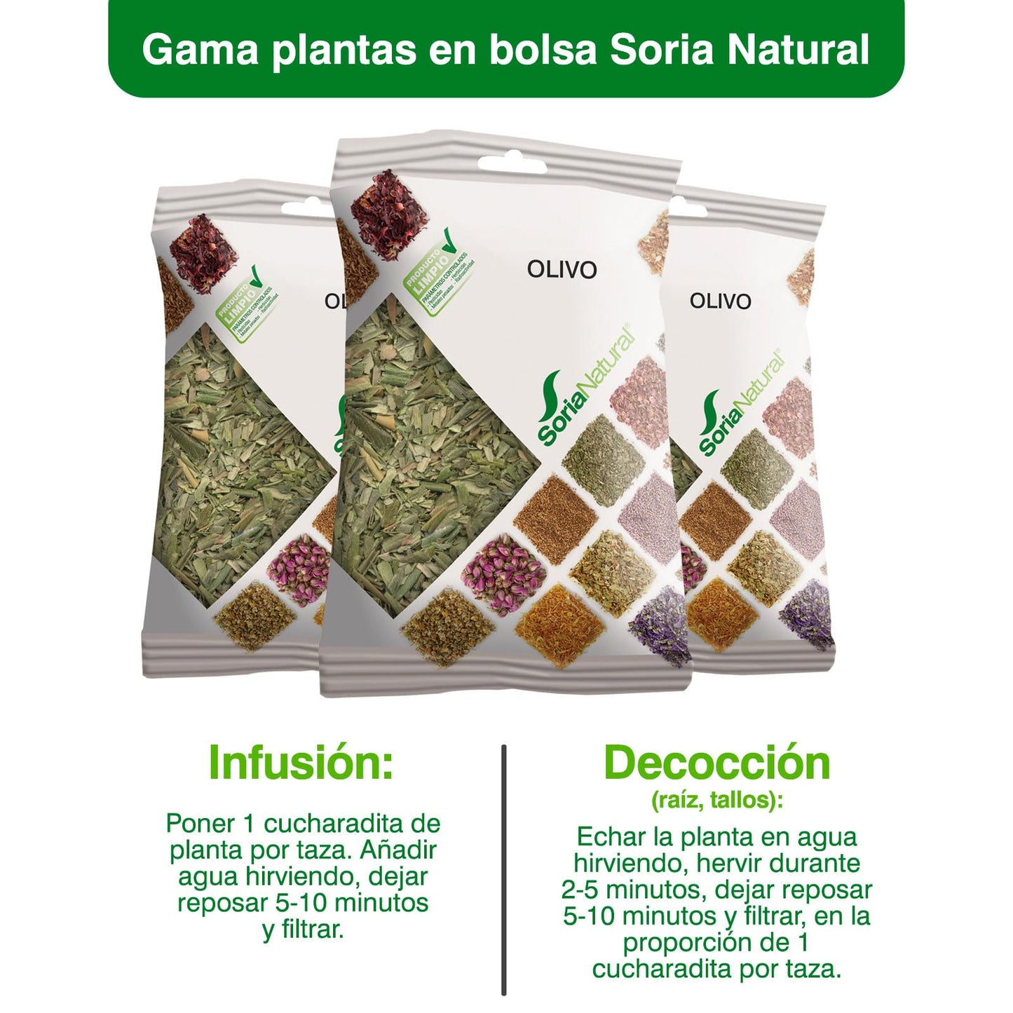 Soria Natural Olivo en Bolsa – Ayuda a Controlar la Tensión - Para Preparar en Infusión o Decocción - Riqueza de Principios Activos - 100% Natural - Bolsa de 50 g