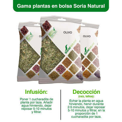 Soria Natural Olivo en Bolsa – Ayuda a Controlar la Tensión - Para Preparar en Infusión o Decocción - Riqueza de Principios Activos - 100% Natural - Bolsa de 50 g