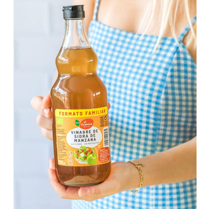 El Granero Integral - Vinagre de Sidra de Manzana - 75 cl - Ayuda al Control de Peso - Combate el Estreñimiento y la Hinchazón - Sin Filtrar ni Pasteurizar - Sin Gluten - Apto para Veganos