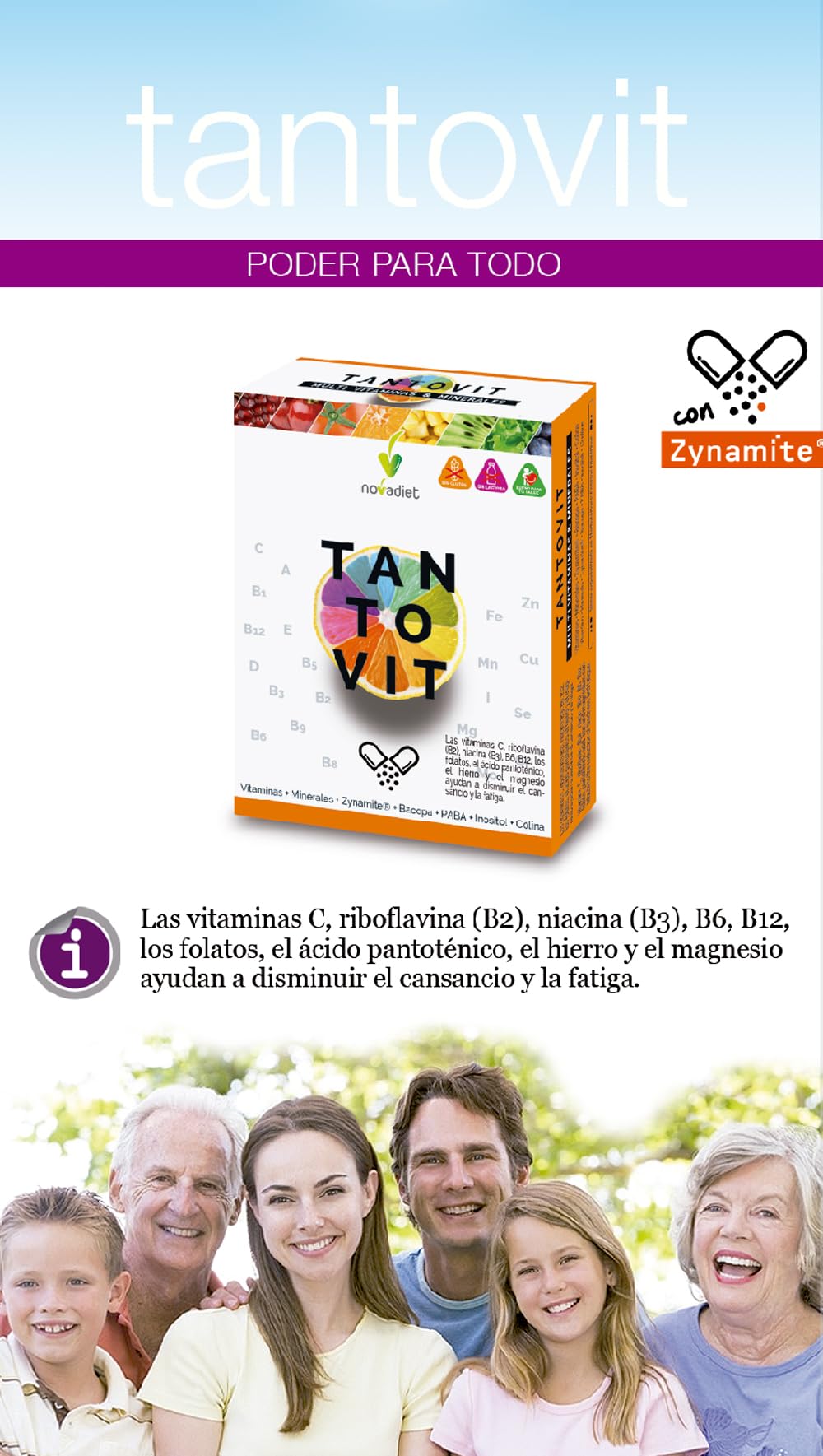 Novadiet – TANTOVIT Comprimidos con Vitaminas, Minerales, Zynamite, Bacopa, PABA - Para Mejorara la Vitalidad y Rendimiento Mental y Deportivo - Disminuye el Cansancio y la Fatiga - 30 Comprimidos