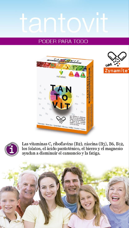 Novadiet – TANTOVIT Comprimidos con Vitaminas, Minerales, Zynamite, Bacopa, PABA - Para Mejorara la Vitalidad y Rendimiento Mental y Deportivo - Disminuye el Cansancio y la Fatiga - 30 Comprimidos