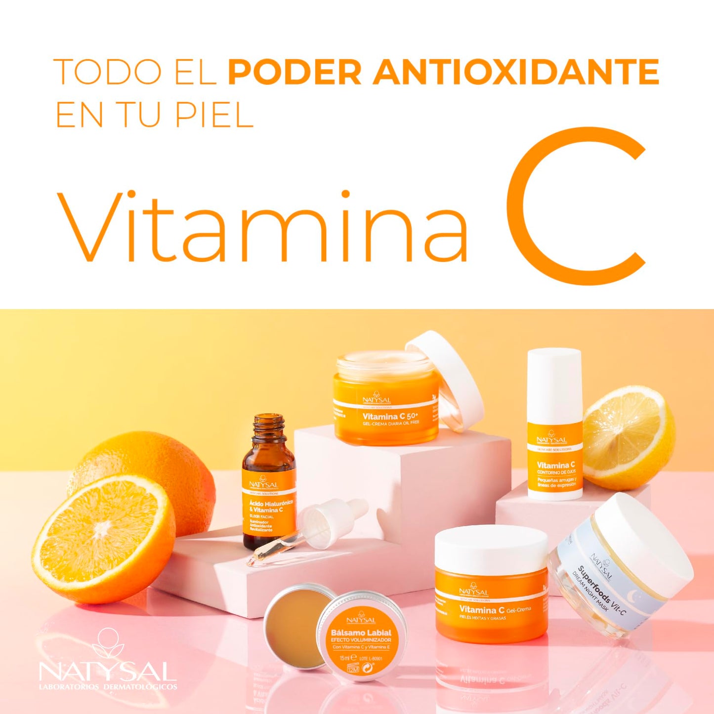 ELIXIR DE VITAMINA C Y ÁCIDO HIALURÓNICO 20 ml | Suero iluminador | Suero antioxidante | Fuentes naturales de vitamina C | Apto para veganos | Todo tipo de pieles | Natysal