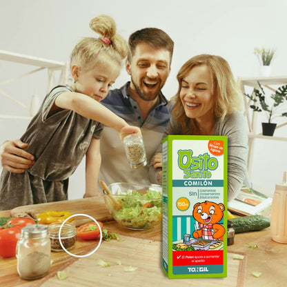 Osito Sanito Comilón 150 ml | Jarabe Infantil para Aumentar el Apetito - A base de Polen de Abeja, Jalea Real y Fenogreco - Con Sirope de Ágave. Sin gluten, Sin Edulcorantes | Laboratorios Tongil