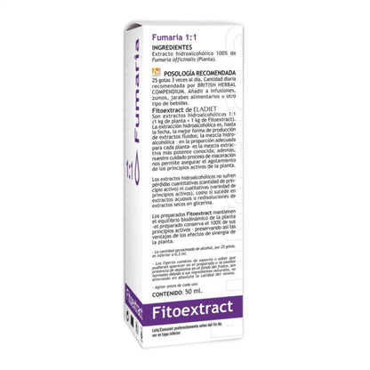 Fitoextract de Fumaria - 50 ml - Ayuda a Proteger las Funciones del Hígado - Propiedades Drenantes - Ideal para Mejorar el Proceso de Digestión - Eladiet