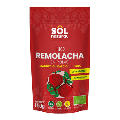 SOLNATURAL Remolacha ROJA EN Polvo Bio 150 g, No aplicable