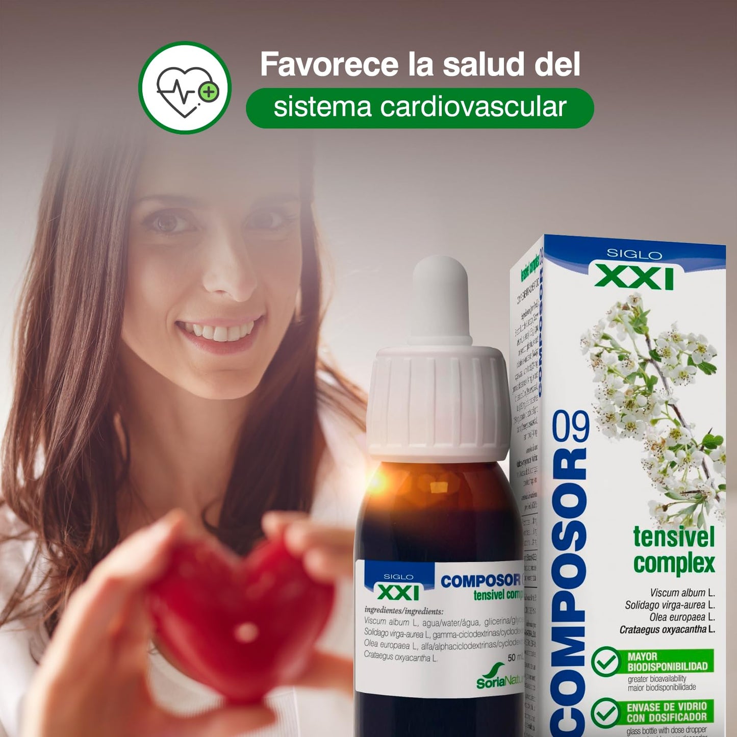 Soria Natural Composor 9 Tensivel Complex - Soporte para Tensión Arterial, Fomenta un Sistema Circulatorio Saludable, Salud Cardiovascular - Equilibrio Natural y Bienestar - Botella de 50ml