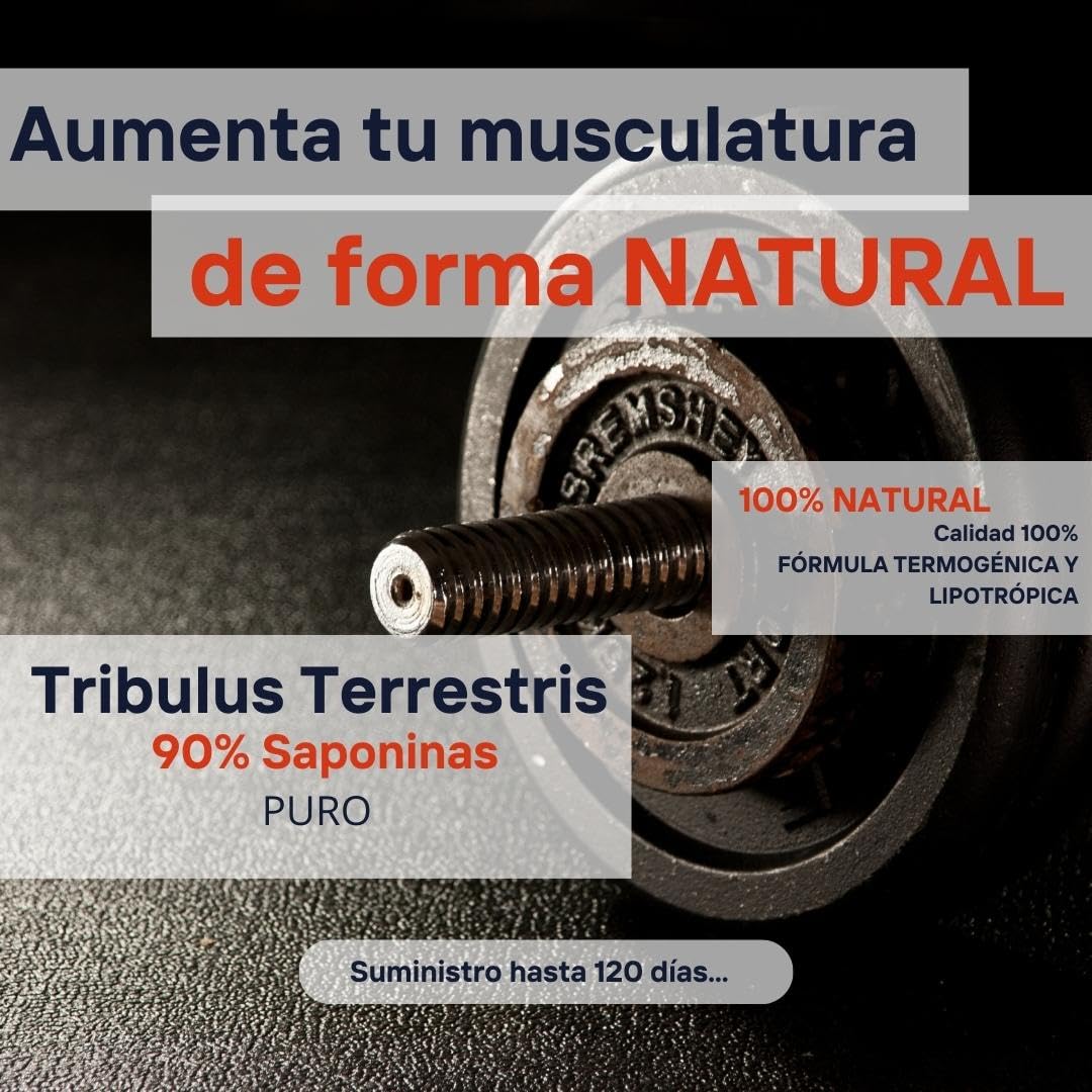 Tribulus Terrestris Puro - Mega Plus Sport Nutrition - 120 Capsulas - 600 Mg - 90% Saponinas - Fuerza, Resistencia, Recuperación Muscular - Pre Entreno (171055)