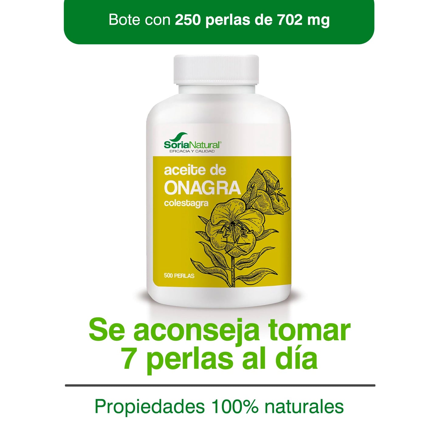 Soria Natural Aceite de Onagra 500 perlas– Colestagra – Cuidado de la Piel - Ayuda en Caso de Malestares Menstruales, Premenstruales y Menopausia – Salud Femenina