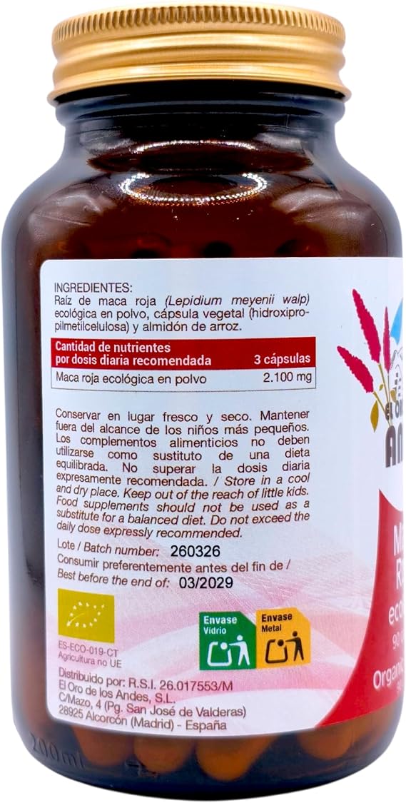 Maca Roja 90caps ECO. El Oro de los Andes
