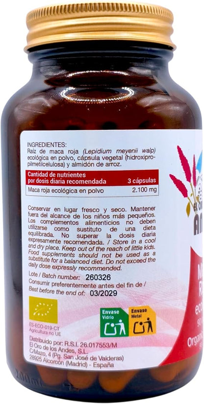 Maca Roja 90caps ECO. El Oro de los Andes