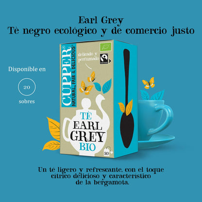 Cupper Té Negro Ecológico Early Grey, 20 Bolsitas