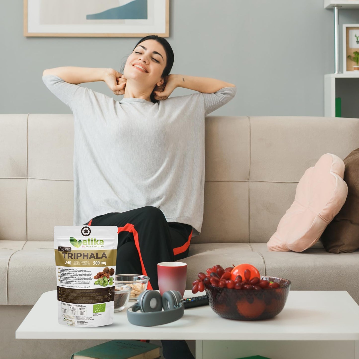 Triphala Elikafoods ® ORGÁNICA. Laxante Natural ayuda contra el estreñimiento. Laxante natural combate el estreñimiento. Comprimidos naturales estreñimiento, transito intestinal - 240ud 500mg