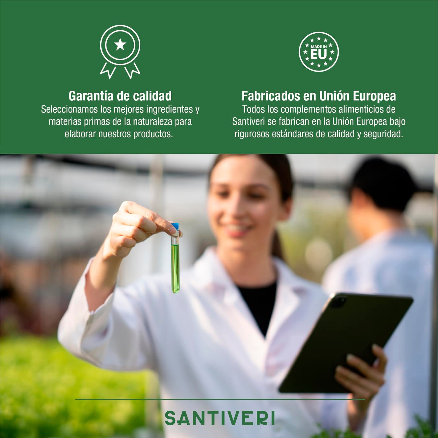 SANTIVERI - Protein-90 Instantáneo en Polvo, Alto Contenido en Proteína a Base de Proteína 100% Vegetal, Aminoácidos y Vitaminas