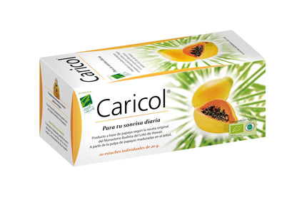 Caricol - Con Enzimas Digestivas de Papaya - Promueve un Sistema Digestivo Sano - 20 Estuches Individuales de 20 g - Gran Fuente de Nutrientes - Sin Aditivos - 100% Natural