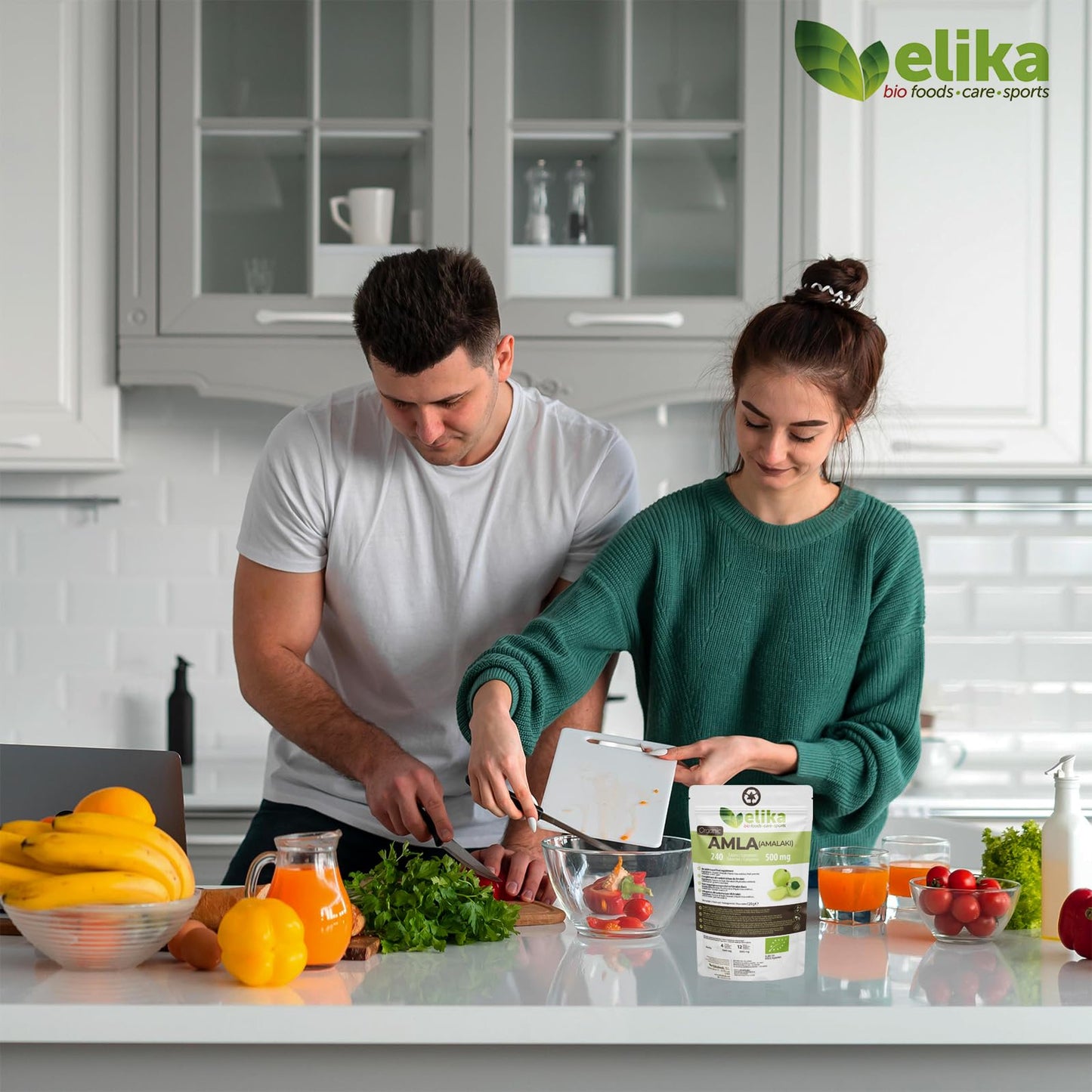 AMLA Elikafoods ® ORGÁNICA Crecimiento Cabello - Vitamina cabello - Mejora la piel y caida pelo mujer - Con Vitamina C, Zinc, Proteina, Calcio, Hierro Suplemento. Caida cabello mujer (240ud -500mg)