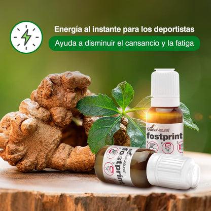 Soria Natural Fostprint Sport - Jalea Real, Vitamina B, C y D, Cafeína, Hierro, Cromo, NADH - Energía - Disminuye el cansancio y la fatiga - 20 viales