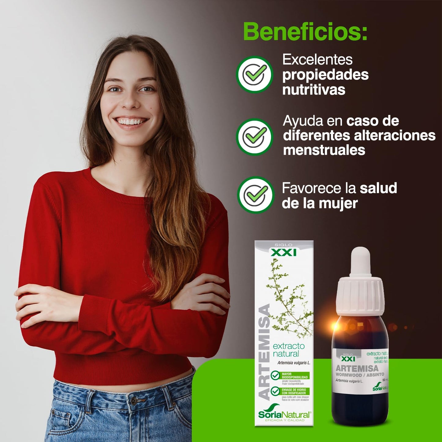 Soria Natural Extracto de Artemisa - Potente Antioxidante y Apoyo Inmunitario y digestivo - Mejora la Salud, Vitalidad y Refuerza tus Defensas - 100% Puro - Bote con 50ml