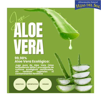 Hijas del Sol - Jugo de Aloe Vera Ecológico BIO 500ml | Complemento Alimenticio | Rico en Acemananos y Aloverosa | Digestivo y Depurativo | Apto para Veganos