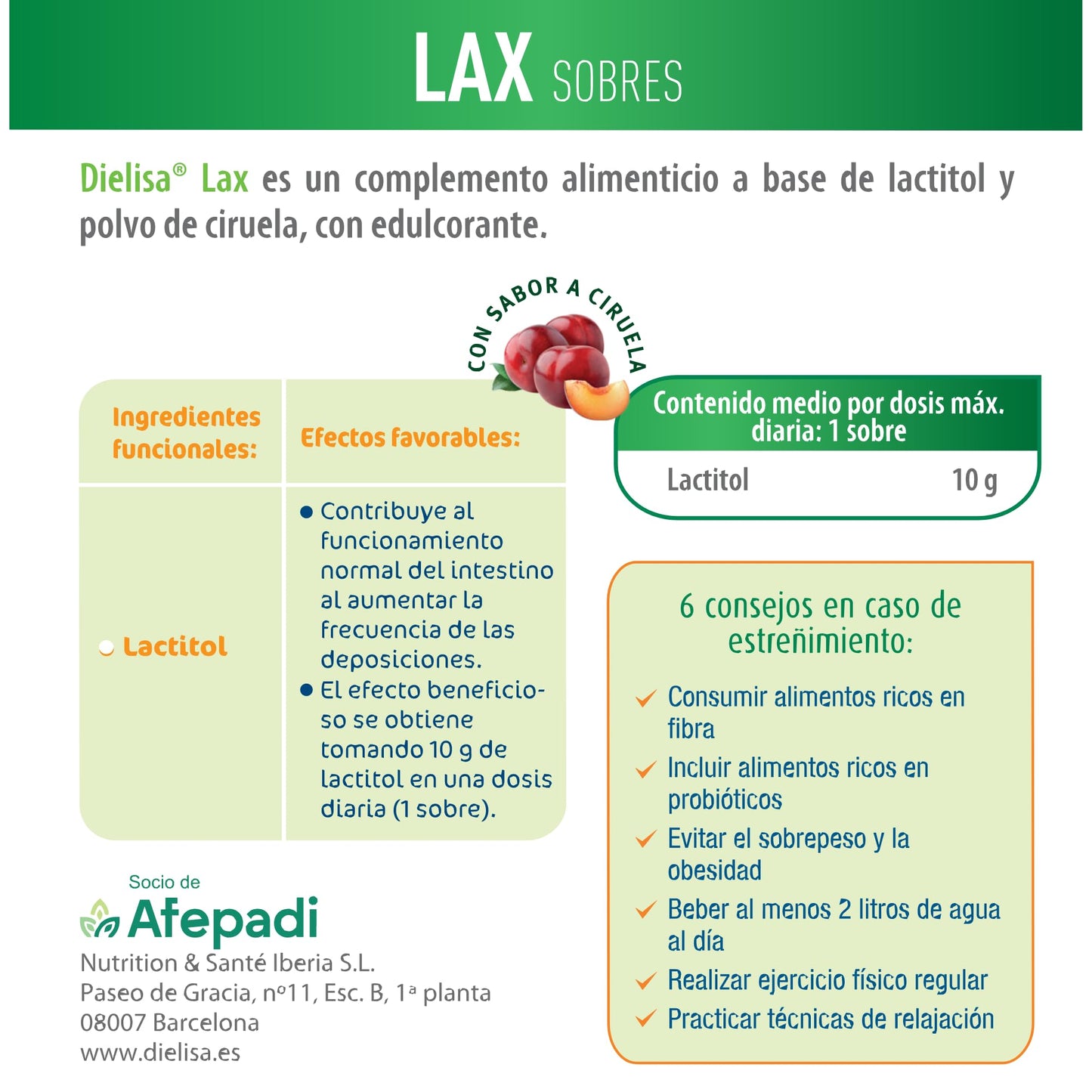 Dielisa LAX sobres, con Lactitol que contribuye al funcionamiento normal del intestino, 14 sobres